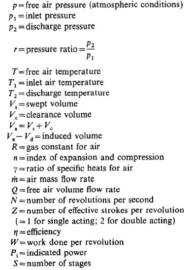 Vane Type Air Compressor Design Formulas