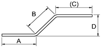 Re-bar With Two Offset and Parallel Legs Center Line Length Equation and Calculator