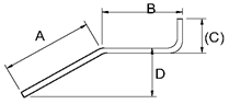 Re-bar With Two Legs Angled Center Line Length Equation and Calculator