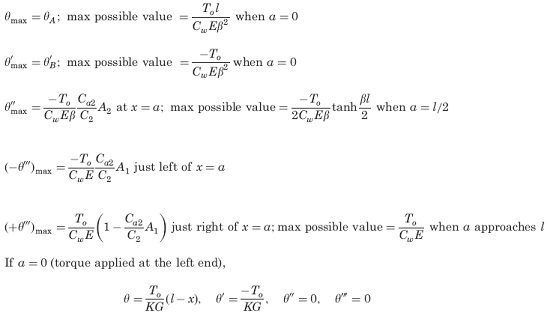 Supplemental selected special cases and maximum values (not included in calculator). 