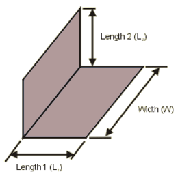 perpendicular flat black plates of different lengths but equal widths equation and calculator