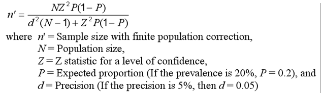 Formula WITH finite population correction: