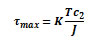 Equation for maximum shear stress for shaft torsion