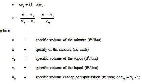 liquid-vapor region formula