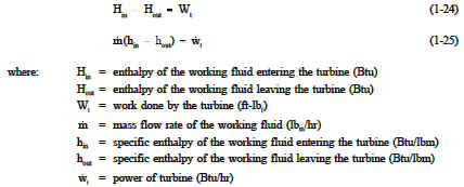 Working fluid of a turbine calcualtions